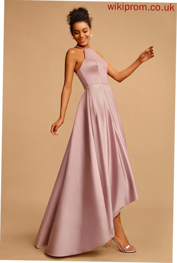 A-Line Neckline Prom Dresses Tori Asymmetrical Square Satin