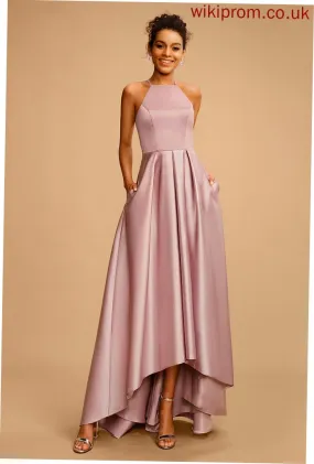 A-Line Neckline Prom Dresses Tori Asymmetrical Square Satin