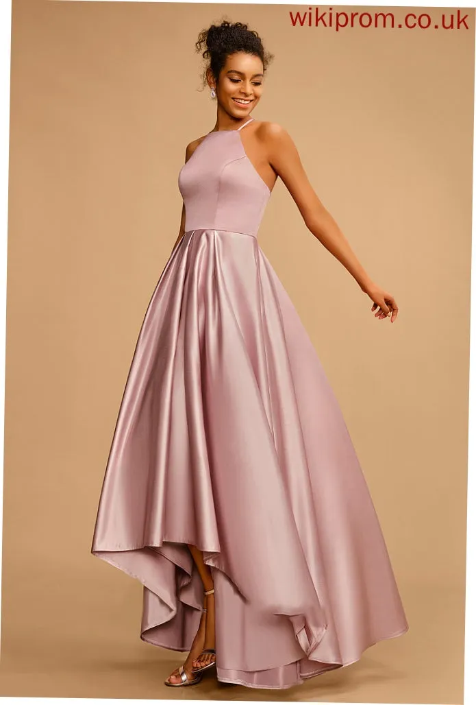 A-Line Neckline Prom Dresses Tori Asymmetrical Square Satin