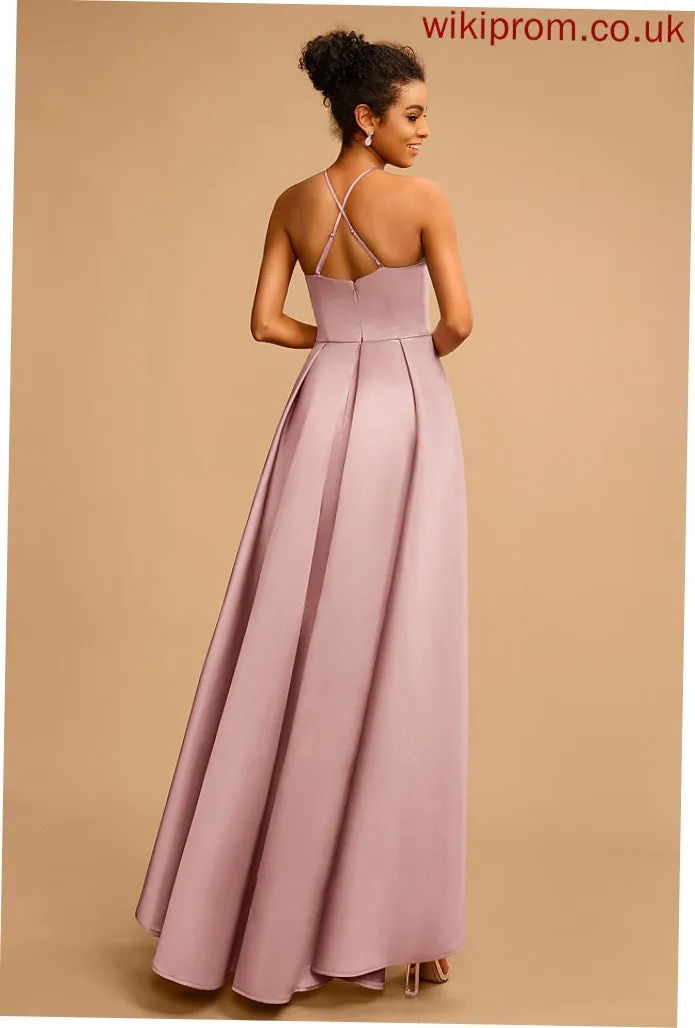 A-Line Neckline Prom Dresses Tori Asymmetrical Square Satin