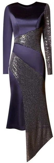 Asymmetrical Satin and Sequin Dress