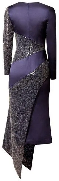 Asymmetrical Satin and Sequin Dress