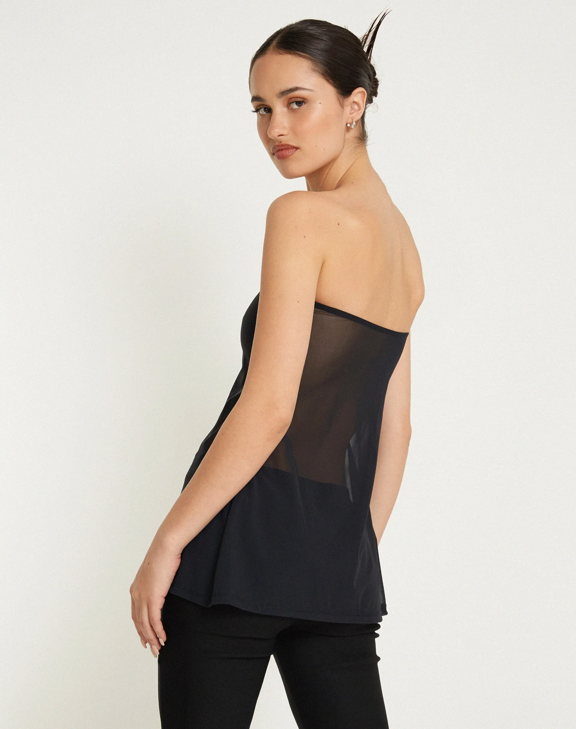 Bilancia Bandeau Mesh Top in Black