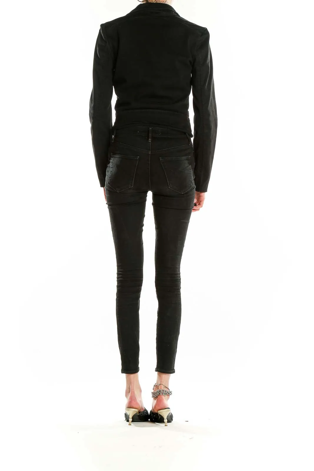 Black Cotton Blend Cropped Jacket