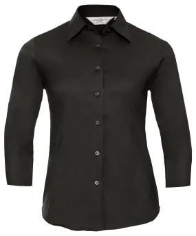 Black - Women's ¾ sleeve easycare fitted shirt