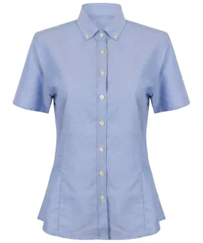 Blue - Women's modern short sleeve Oxford shirt