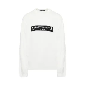 Boxed Logo Long Sleeve Boxy Fit T-Shirt in White