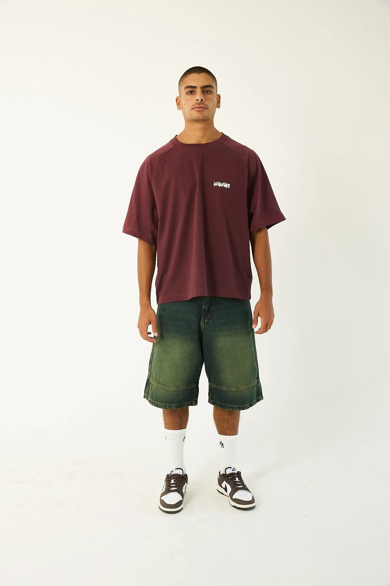 Burgundy IYS Printed Boxy Fit Tee