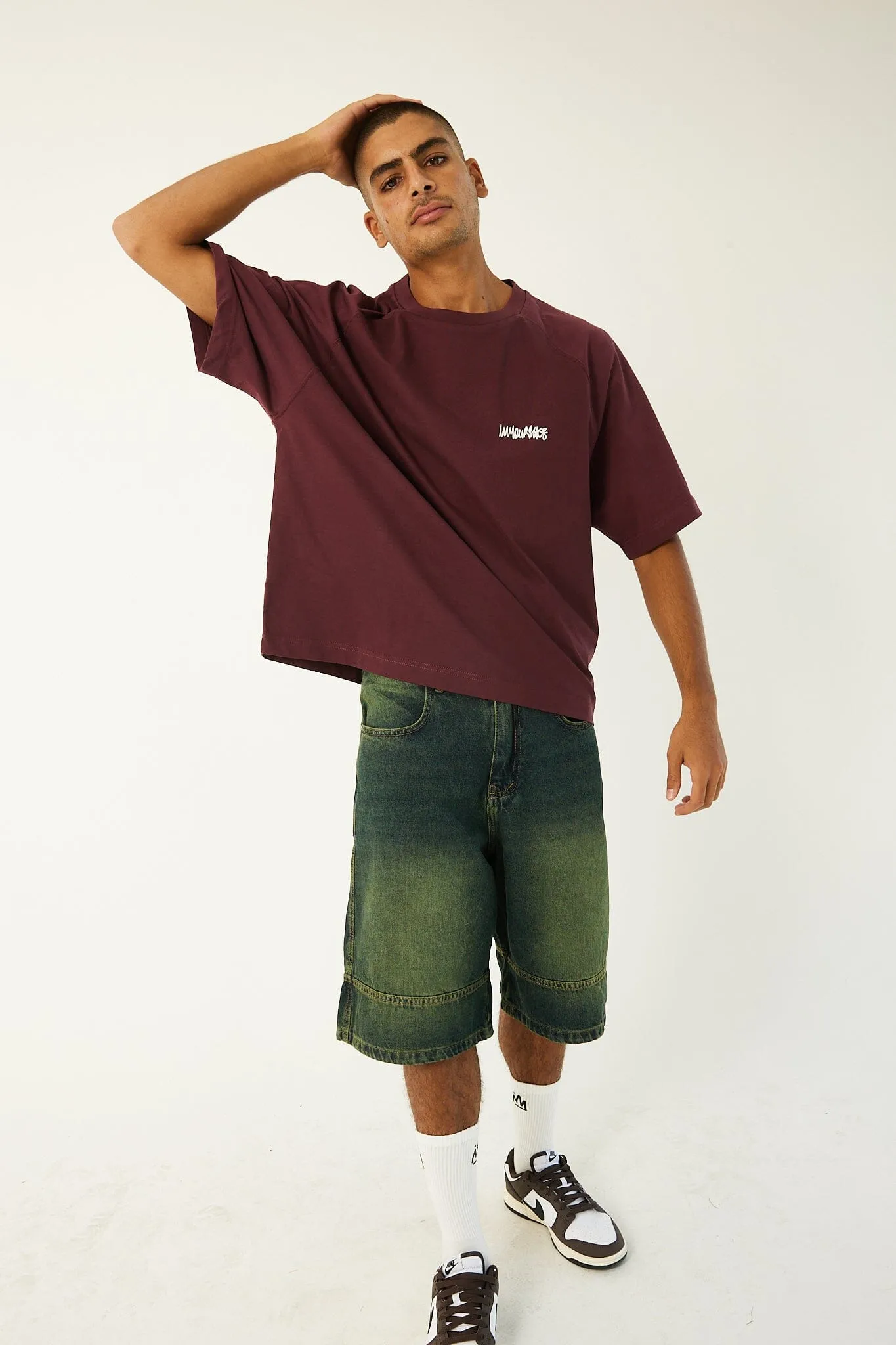 Burgundy IYS Printed Boxy Fit Tee