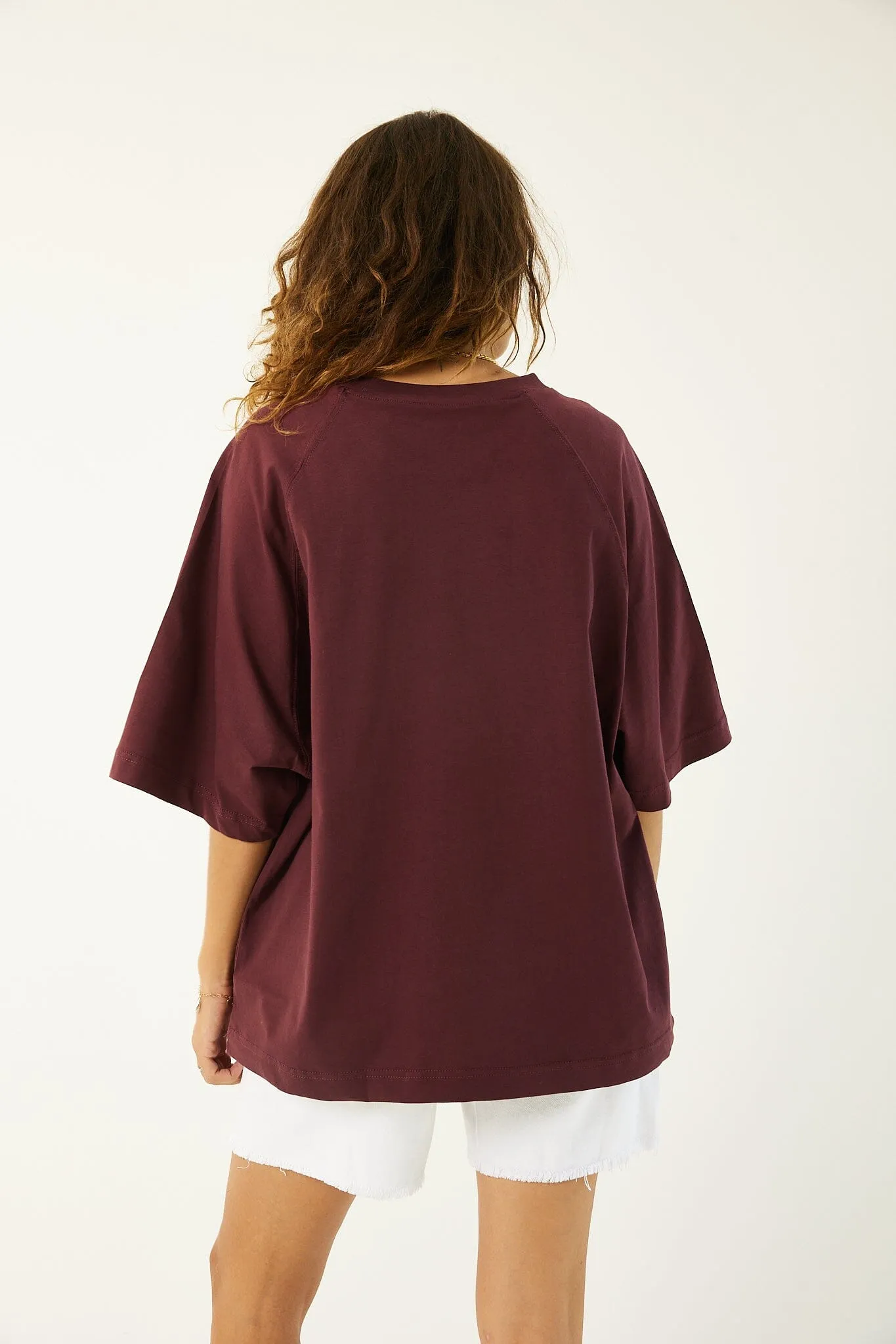 Burgundy IYS Printed Boxy Fit Tee