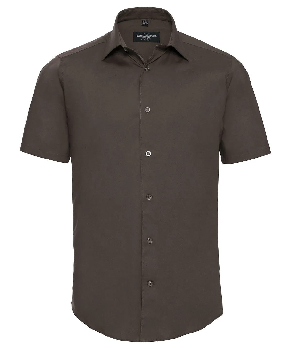 Chocolate - Short sleeve easycare fitted shirt