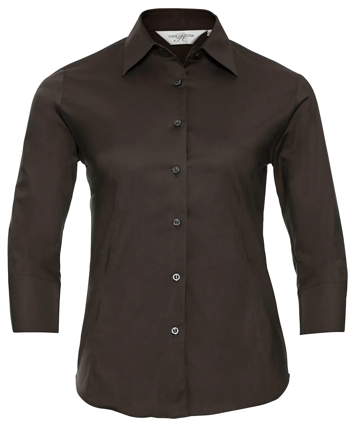 Chocolate - Women's ¾ sleeve easycare fitted shirt