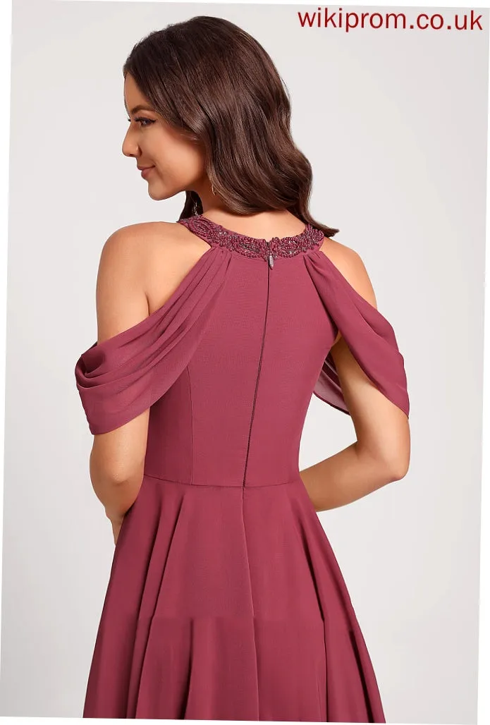 Cocktail Neck With Asymmetrical Dress Club Dresses Sequins Chiffon A-Line Beading Eleanor Scoop