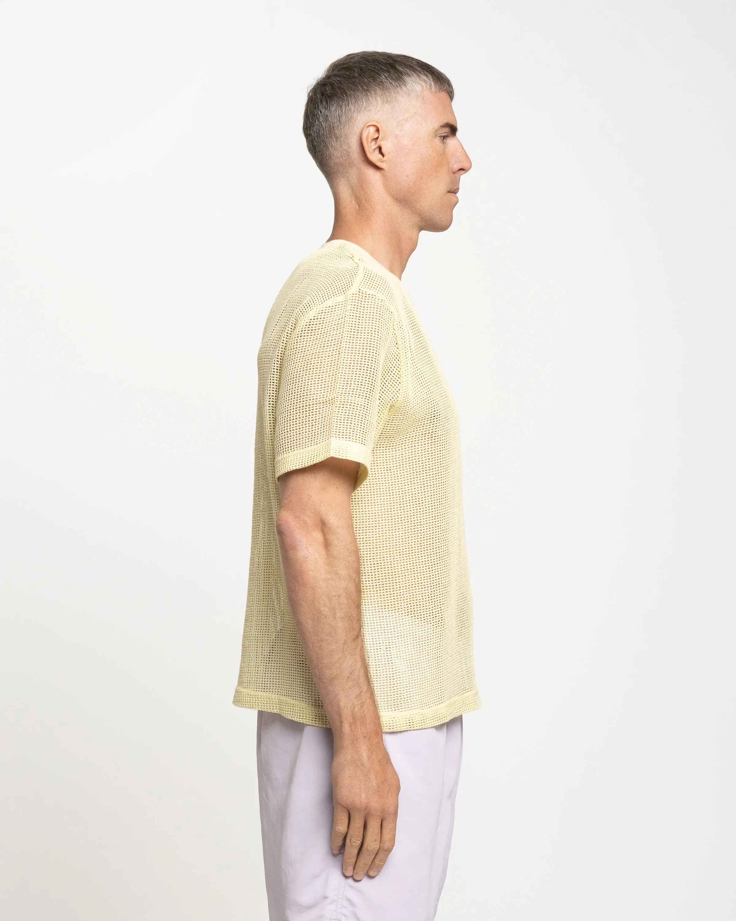 Cotton Mesh Crew in Yellow