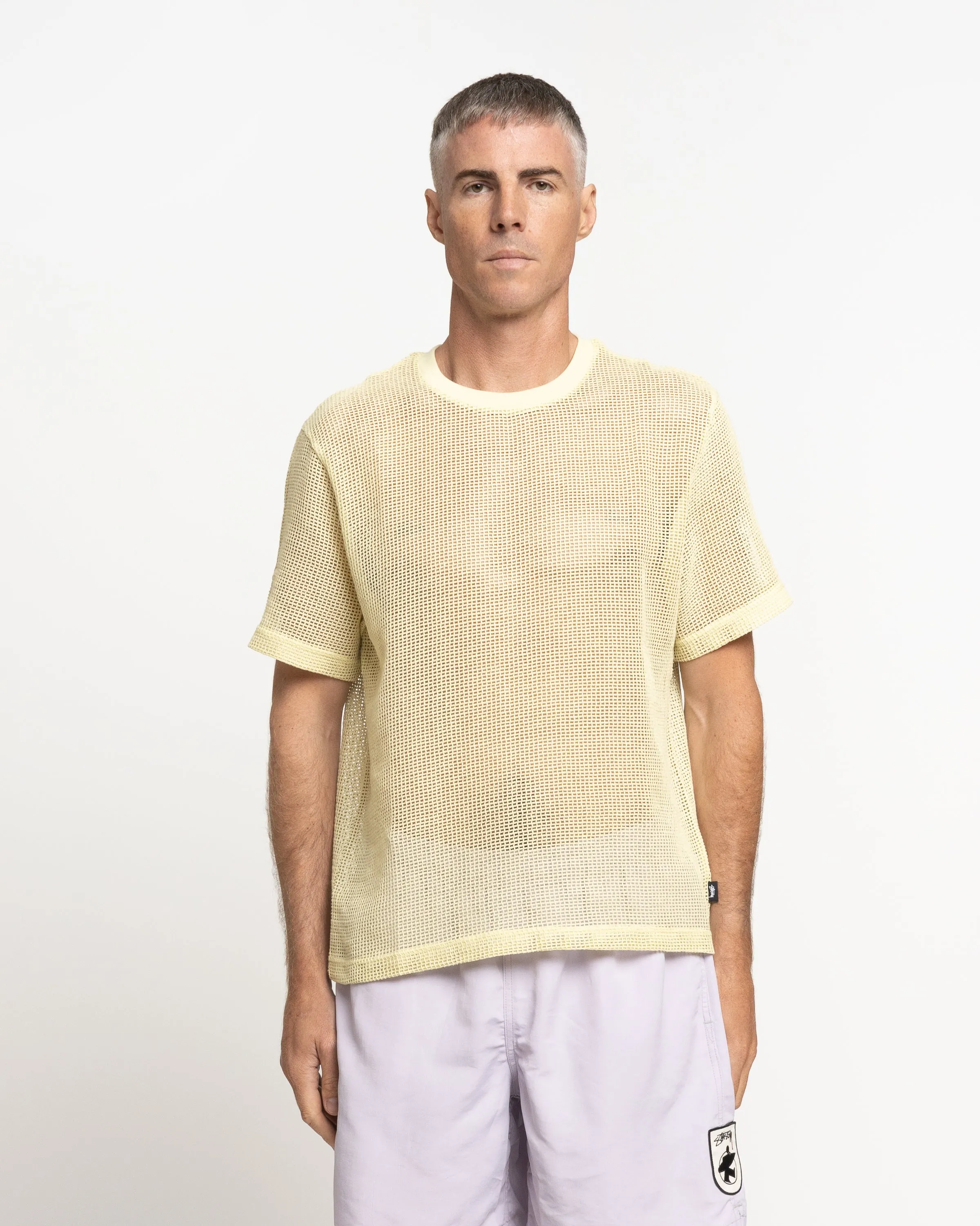 Cotton Mesh Crew in Yellow