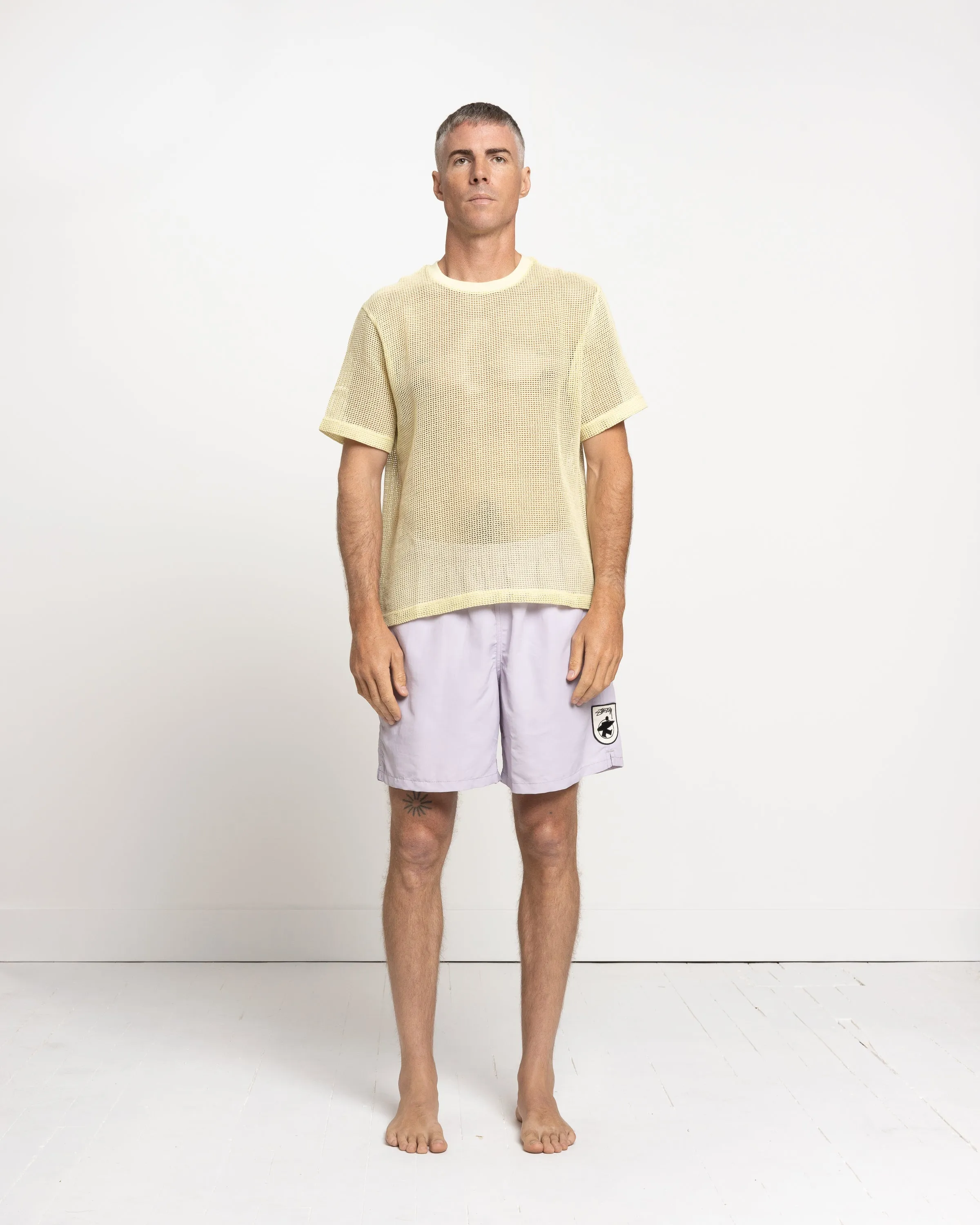 Cotton Mesh Crew in Yellow