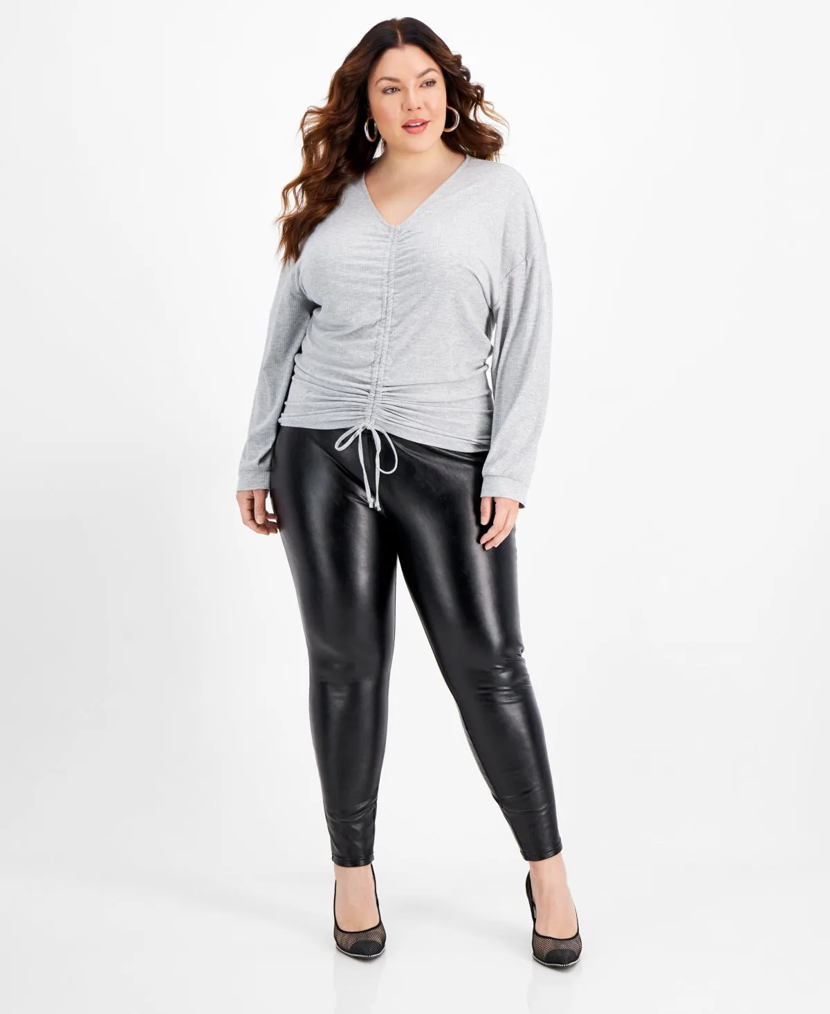 Derek Heart Trendy Plus Size Ruched-Front Top