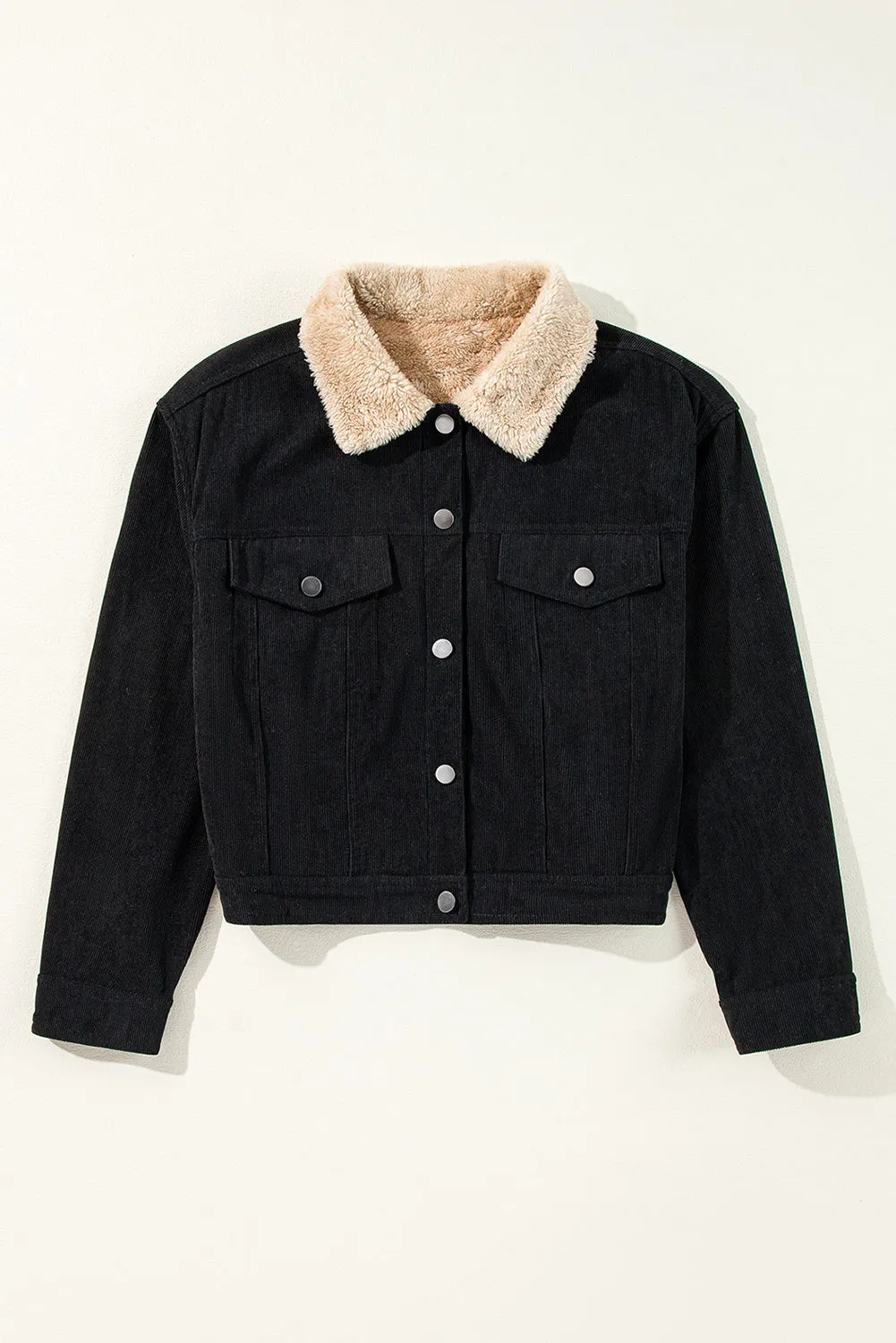 Fleece Lined Corduroy Crop Jacket