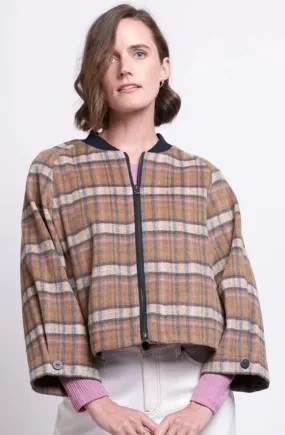 Foil cropped jacket plaid