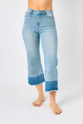 JUDY BLUE HW RELEASE HEM CROP WIDE JEANS | STUFFOLOGY BOUTIQUE