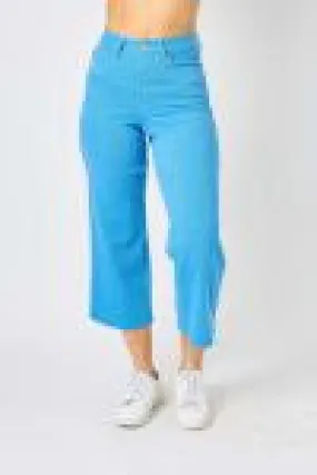 Judy Blue Sky Blue Tummy Control Wide Leg Crop Jeans