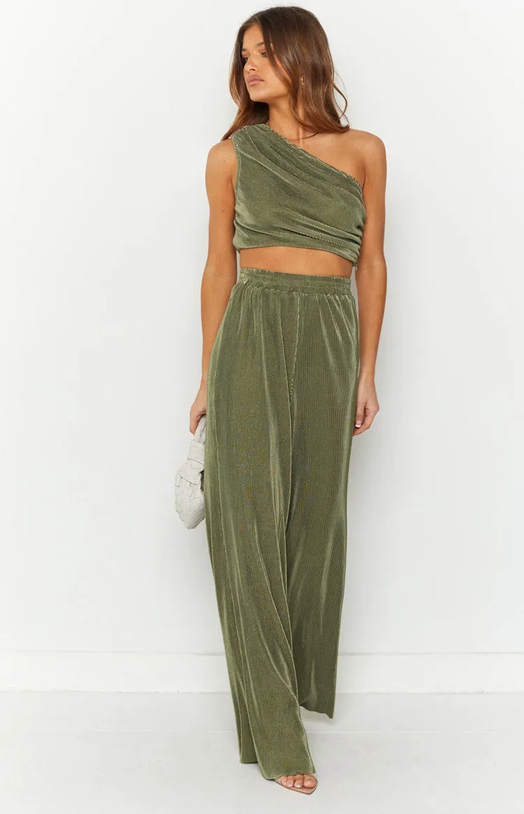 Lailah Khaki One Shoulder Crop Top