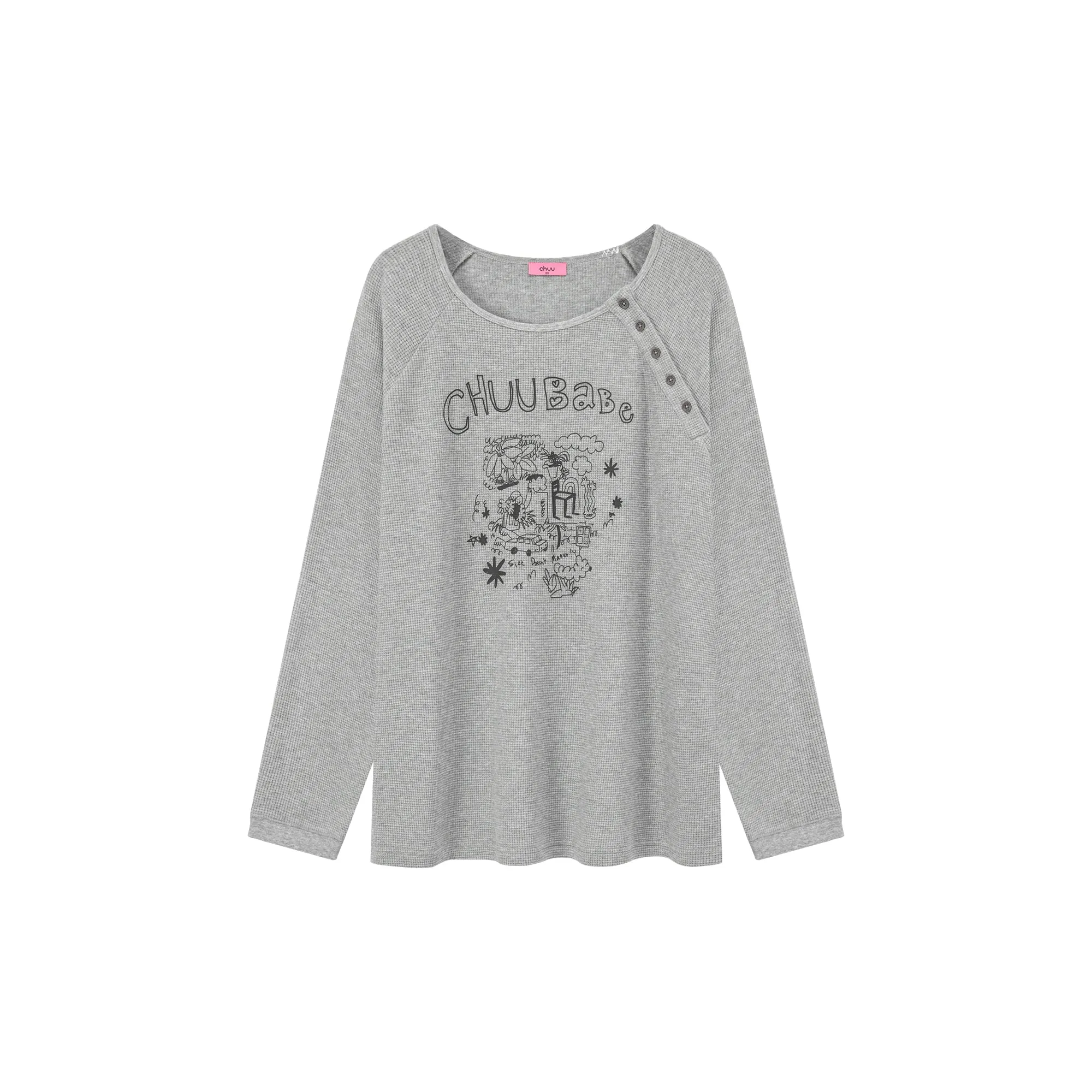 Logo Drawing Raglan Boxy T-Shirt