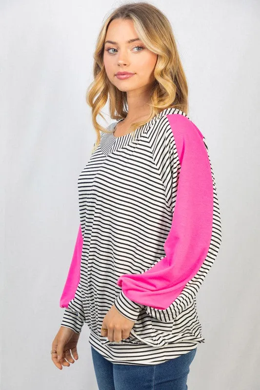 Long Sleeve Striped Knit Top