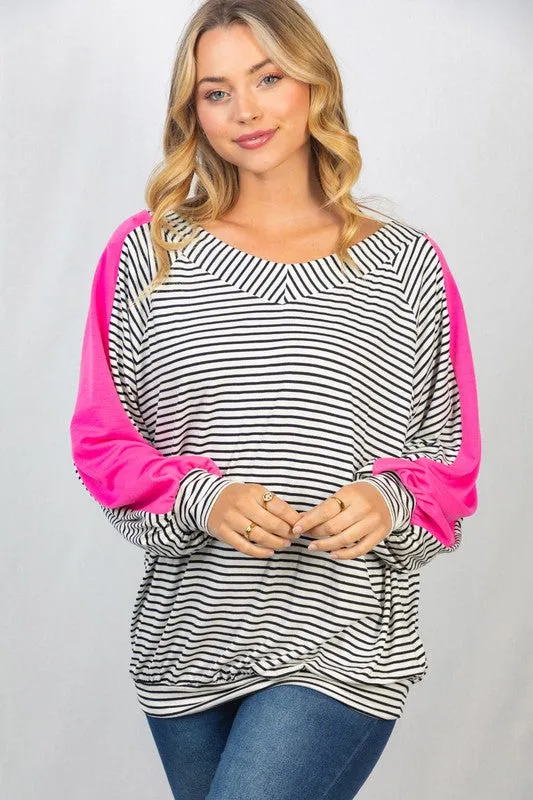 Long Sleeve Striped Knit Top