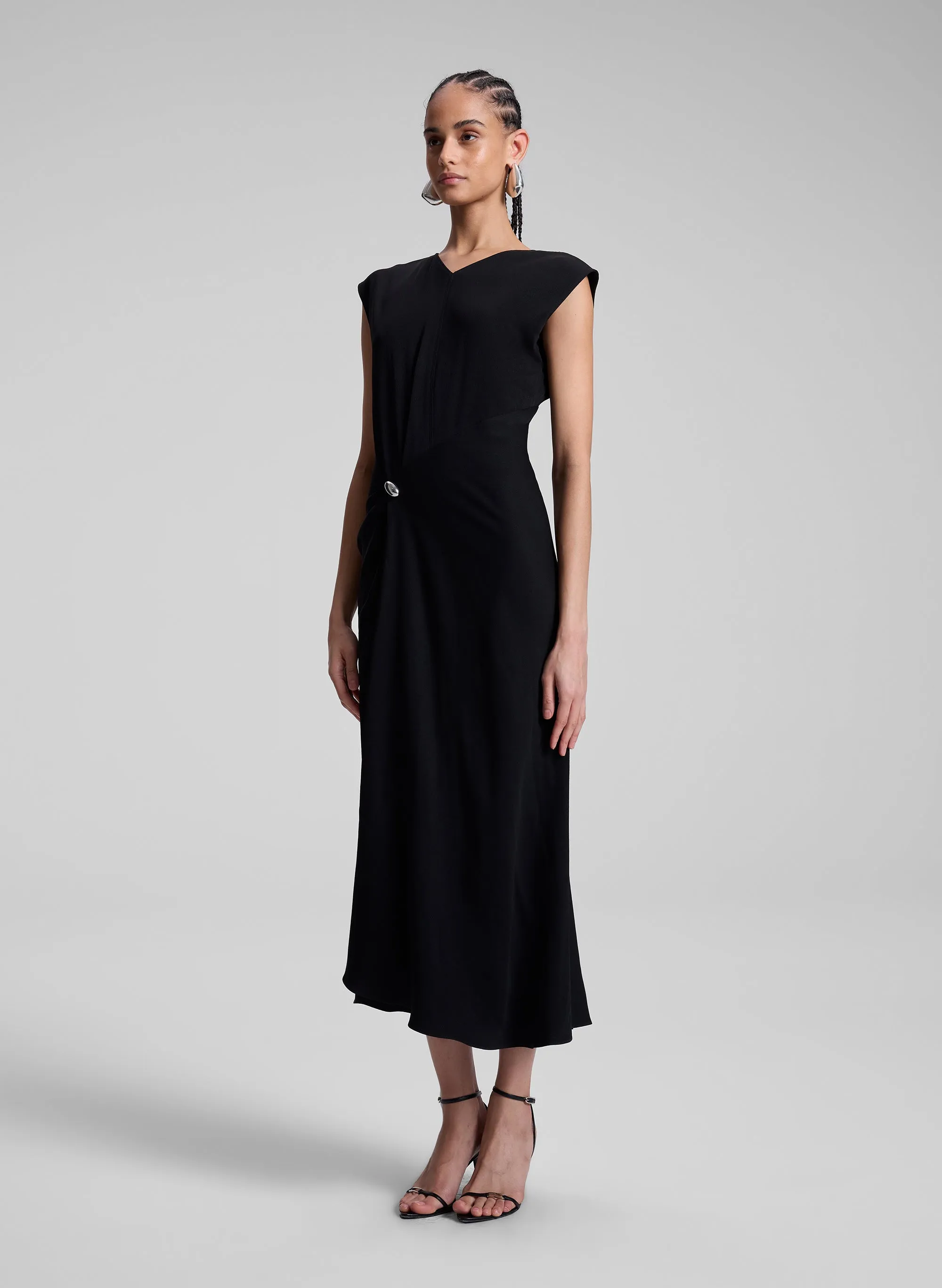 Mary Hammered Crepe Midi Dress