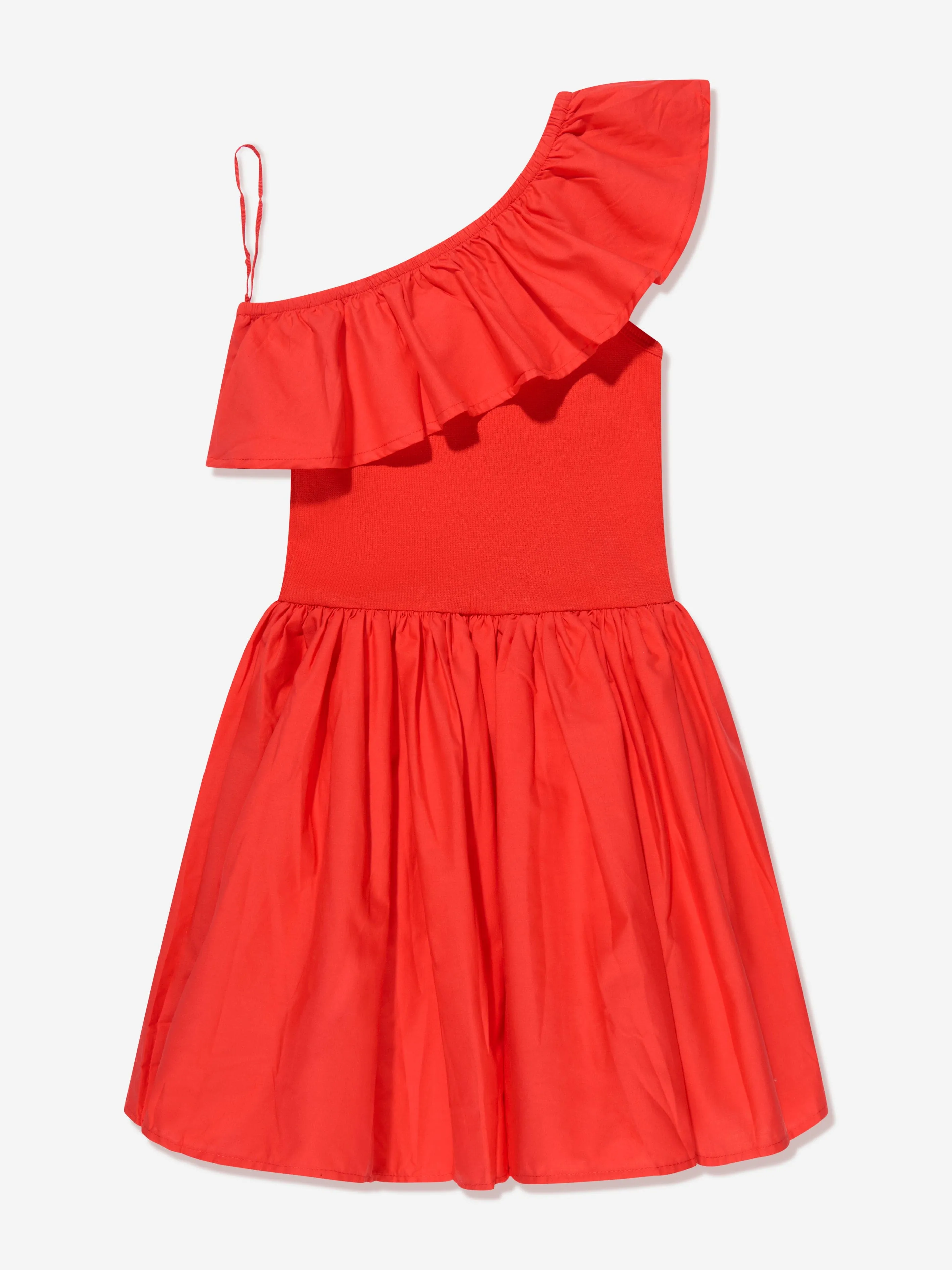 Molo Girls Organic Cotton Chloey Asymmetrical Dress In Red