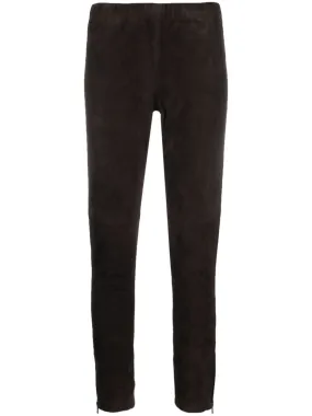 Monet slim-fit suede trousers