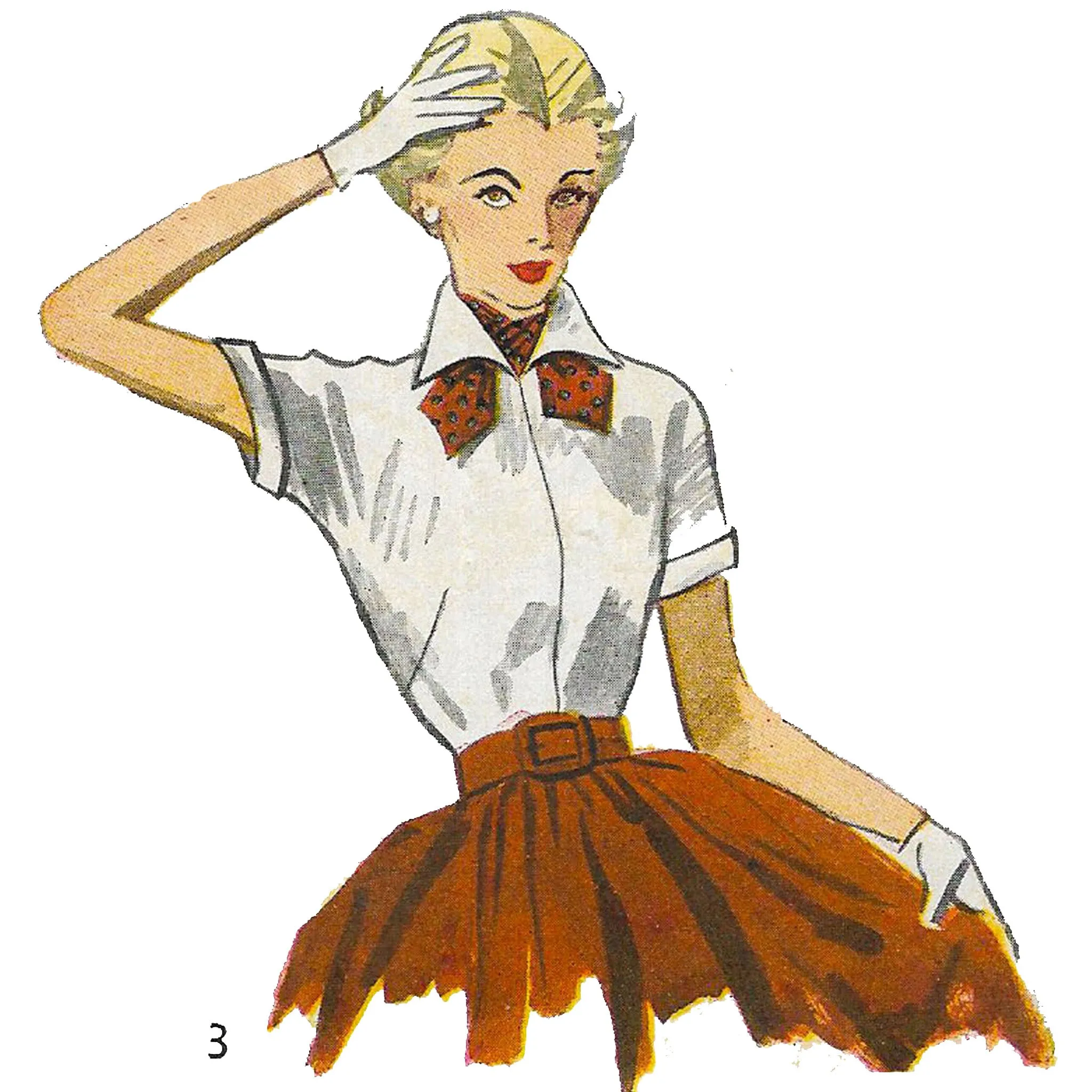 PDF - Vintage 1950s Pattern – 'Easy' Over-blouse, Blouses with Detachable Collar, Cuffs & Scarf -  Bust 32” (81.3cm) - Instantly  Print At Home