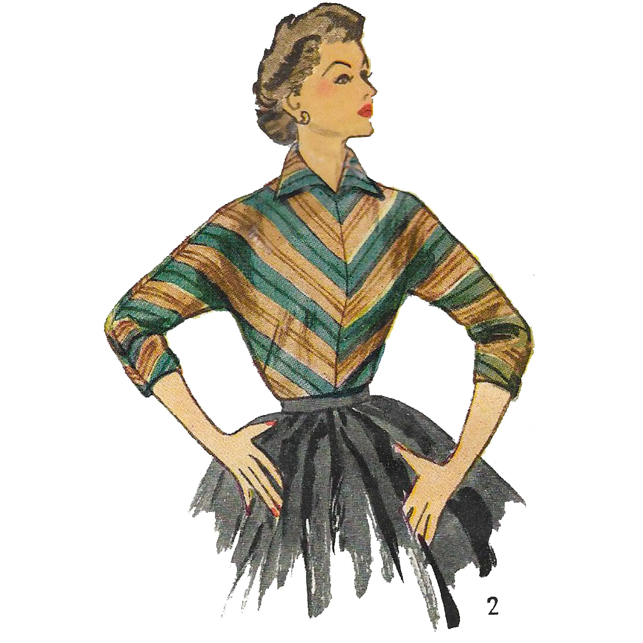 PDF - Vintage 1950s Pattern – 'Easy' Over-blouse, Blouses with Detachable Collar, Cuffs & Scarf -  Bust 32” (81.3cm) - Instantly  Print At Home