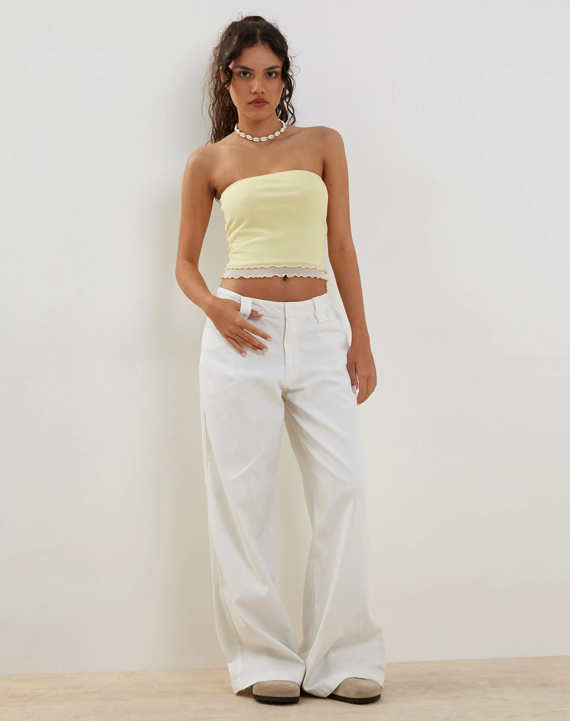 Seka Bandeau Mesh Top in Lemon