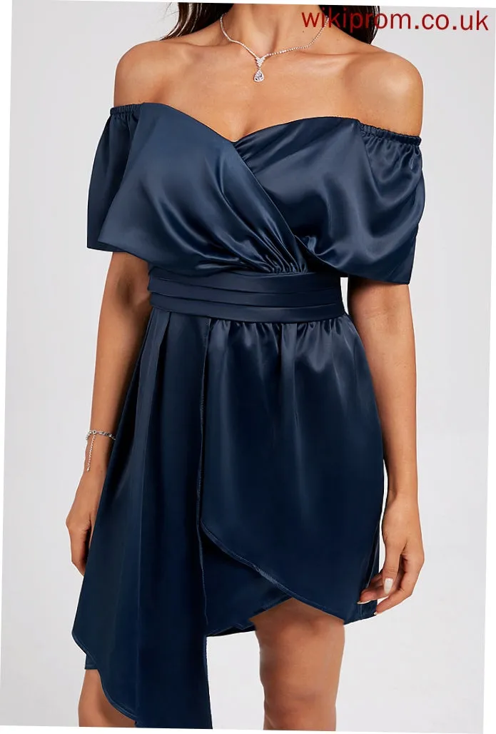 Sheath/Column With Dress Off-the-Shoulder Homecoming Pleated Casey Homecoming Dresses Asymmetrical