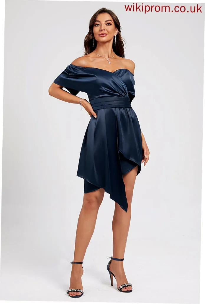 Sheath/Column With Dress Off-the-Shoulder Homecoming Pleated Casey Homecoming Dresses Asymmetrical