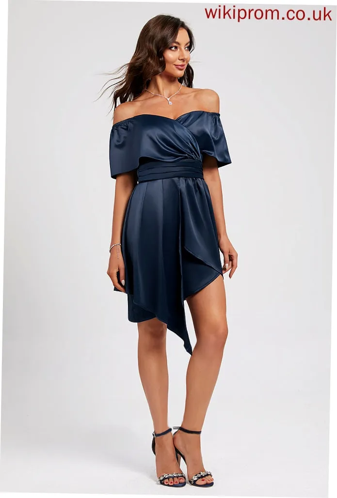 Sheath/Column With Dress Off-the-Shoulder Homecoming Pleated Casey Homecoming Dresses Asymmetrical