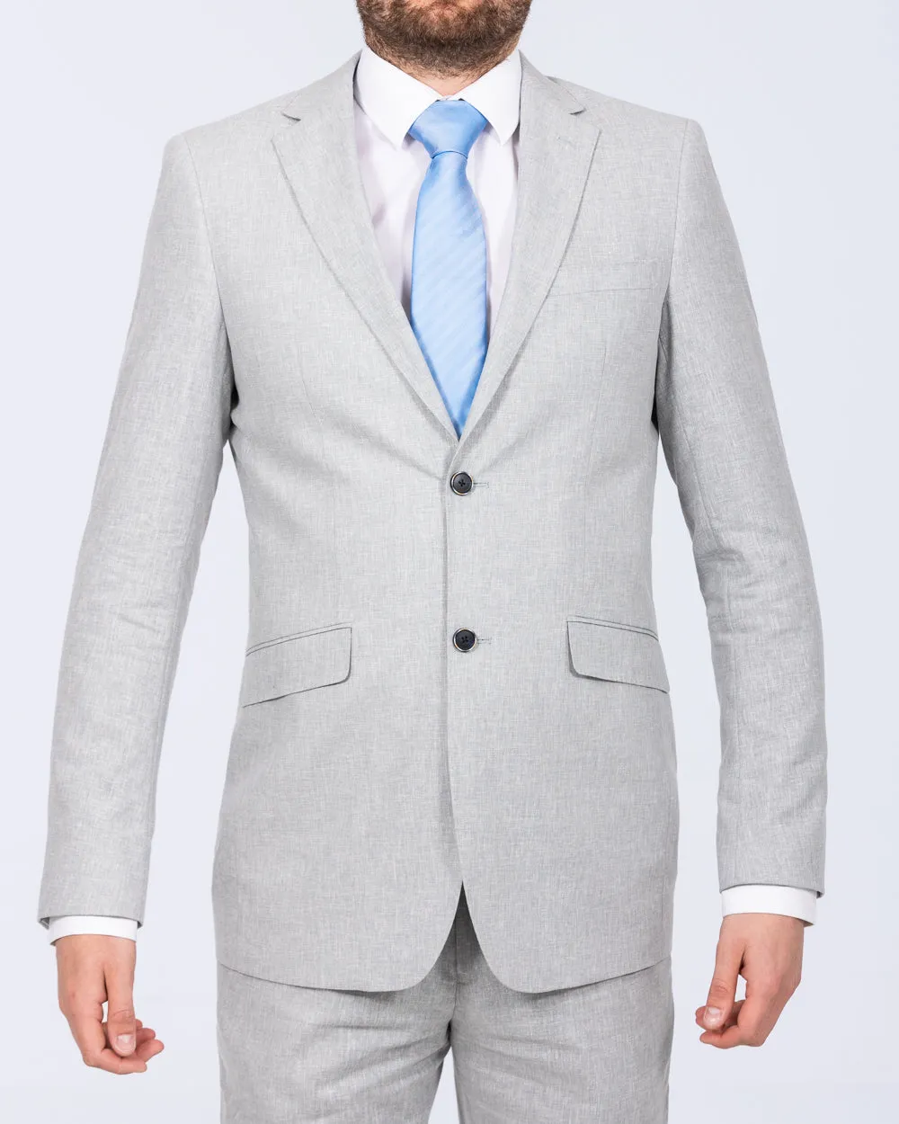 Skopes Tuscany Slim Fit Tall Linen Blend Suit (silver)