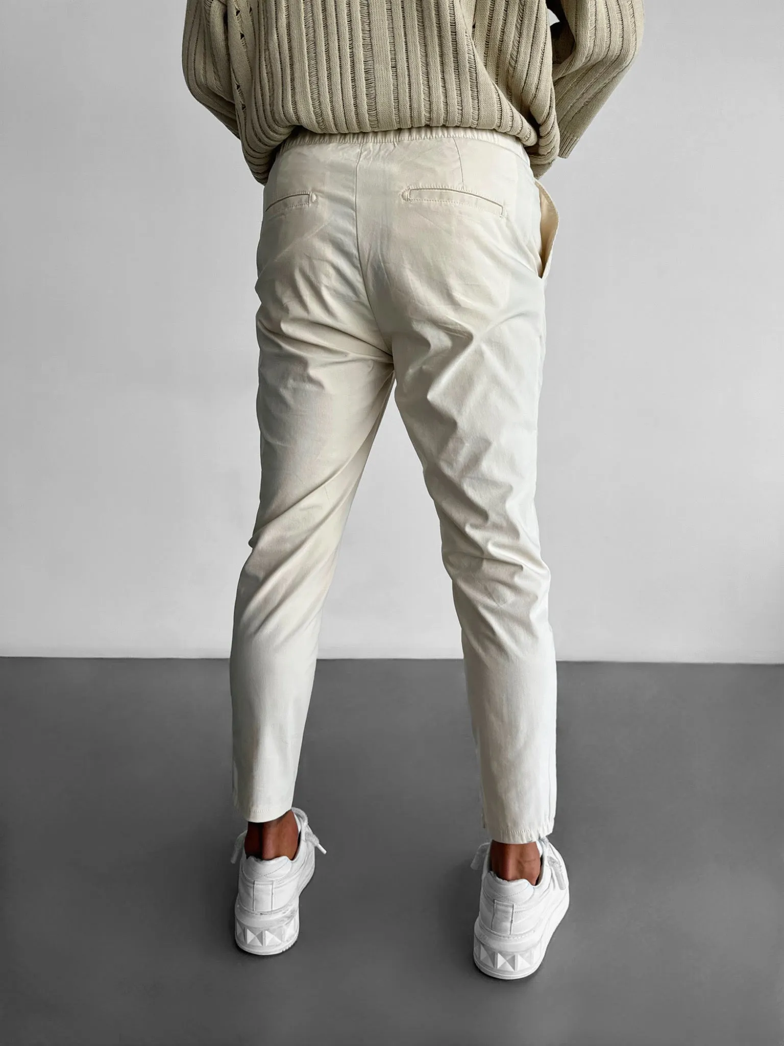 Slim Fit Chino Trousers - Creme