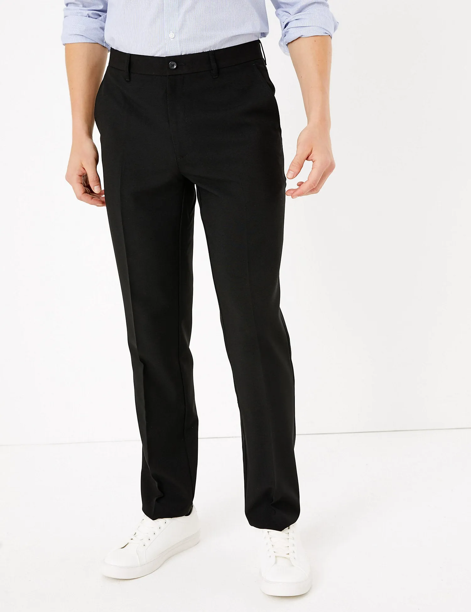 Slim Fit Flat Front Trousers