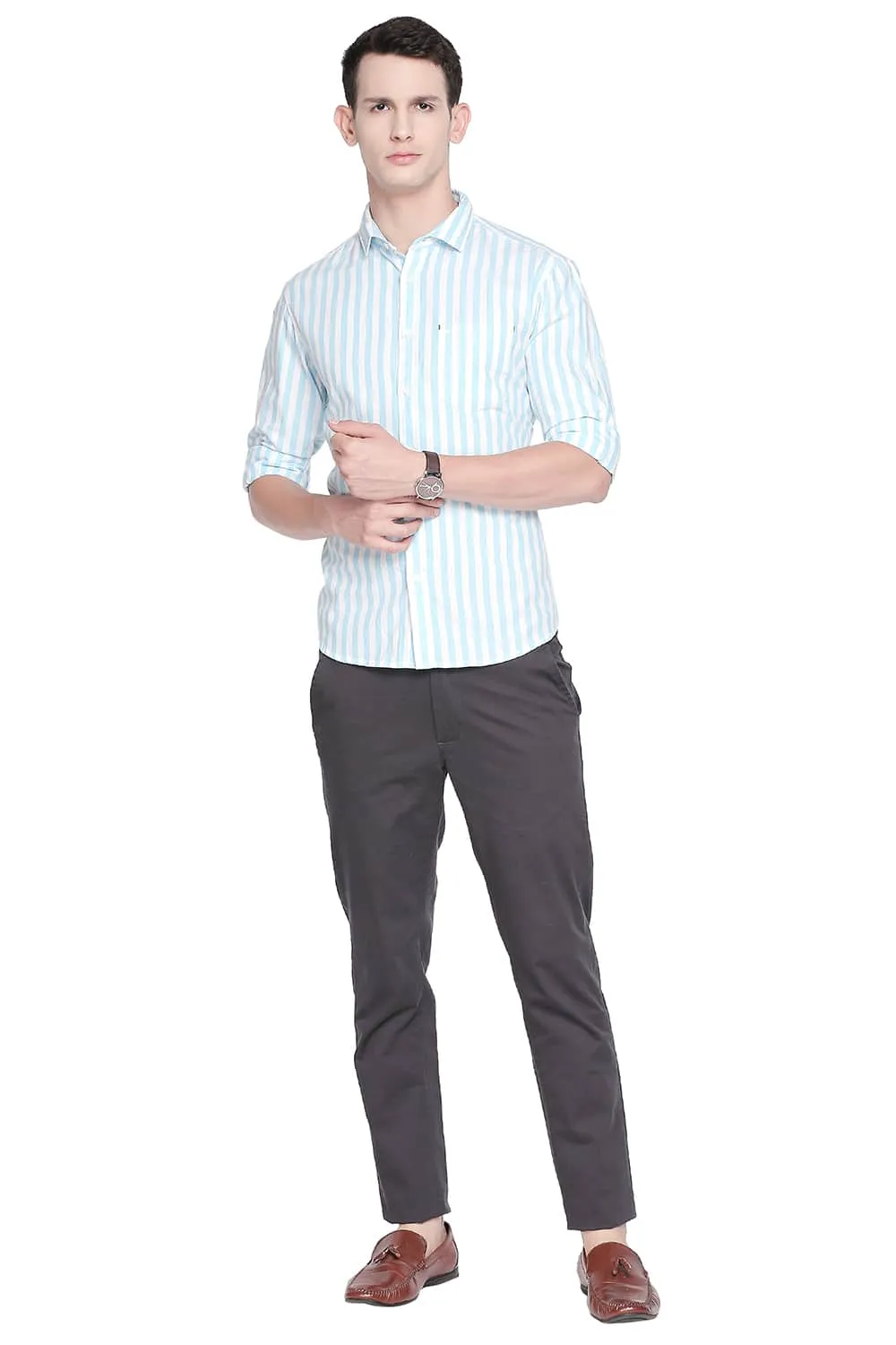 Slim Fit Twill Stripes Shirt