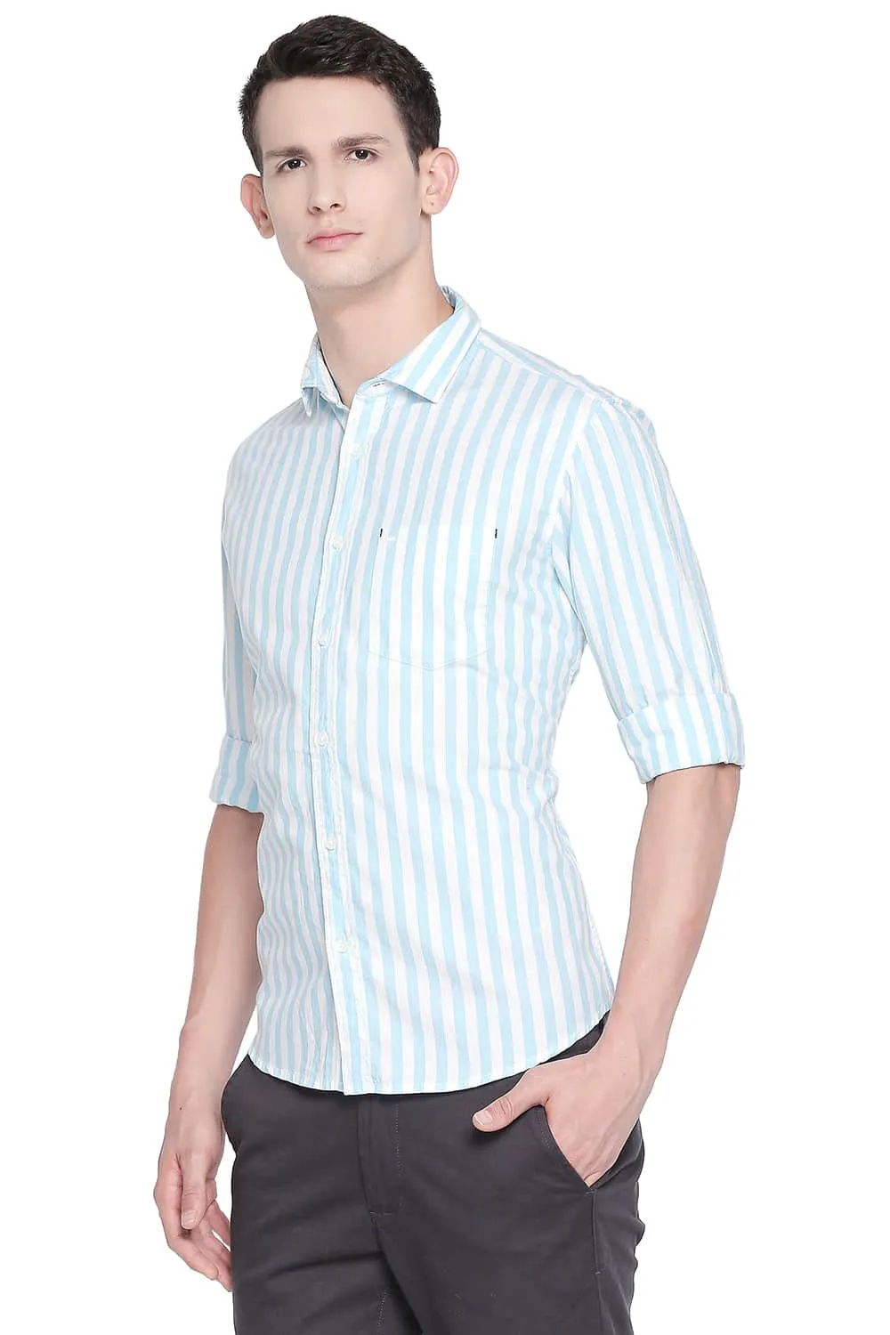 Slim Fit Twill Stripes Shirt