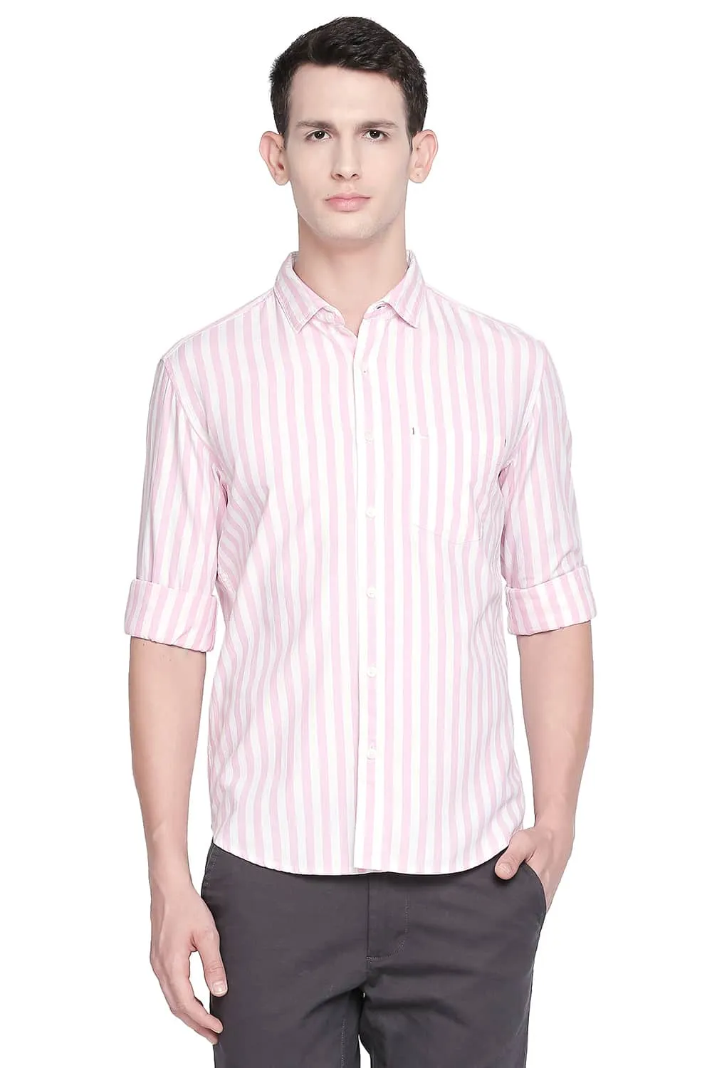 Slim Fit Twill Stripes Shirt