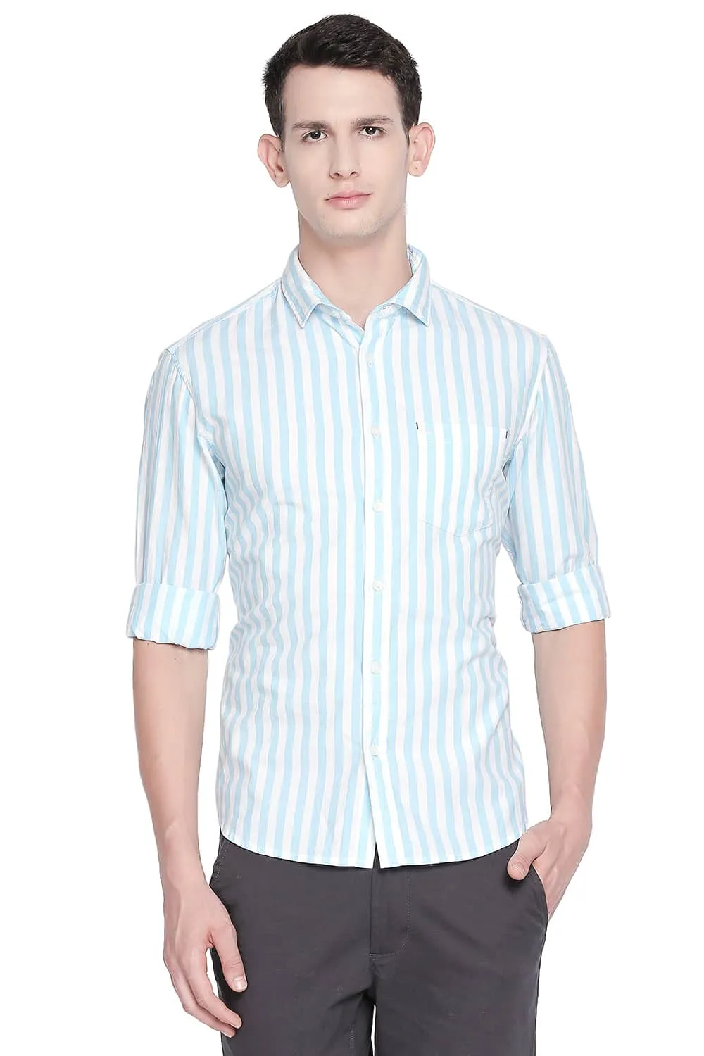 Slim Fit Twill Stripes Shirt