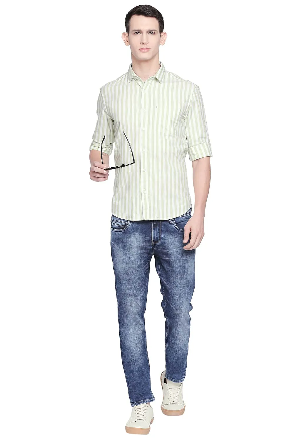 Slim Fit Twill Stripes Shirt