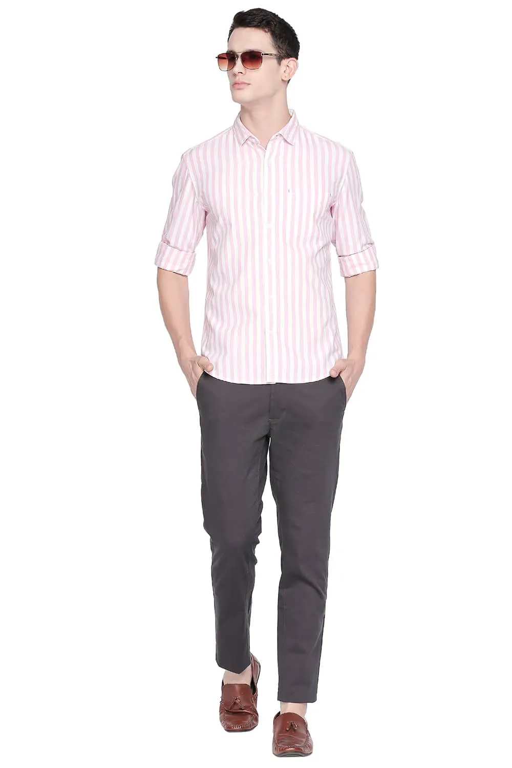 Slim Fit Twill Stripes Shirt