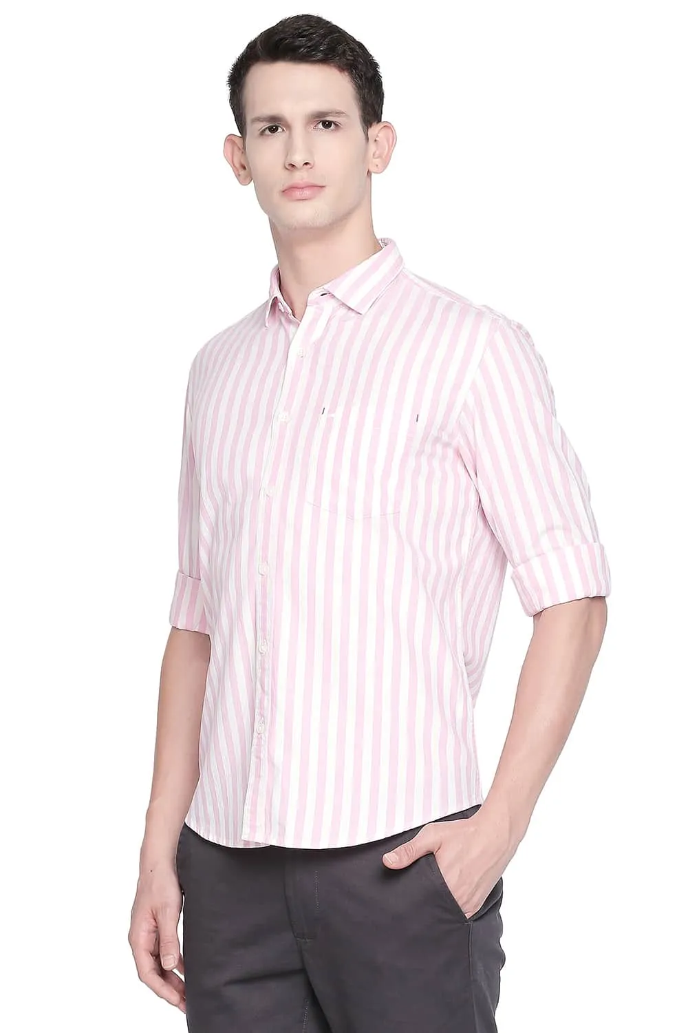 Slim Fit Twill Stripes Shirt