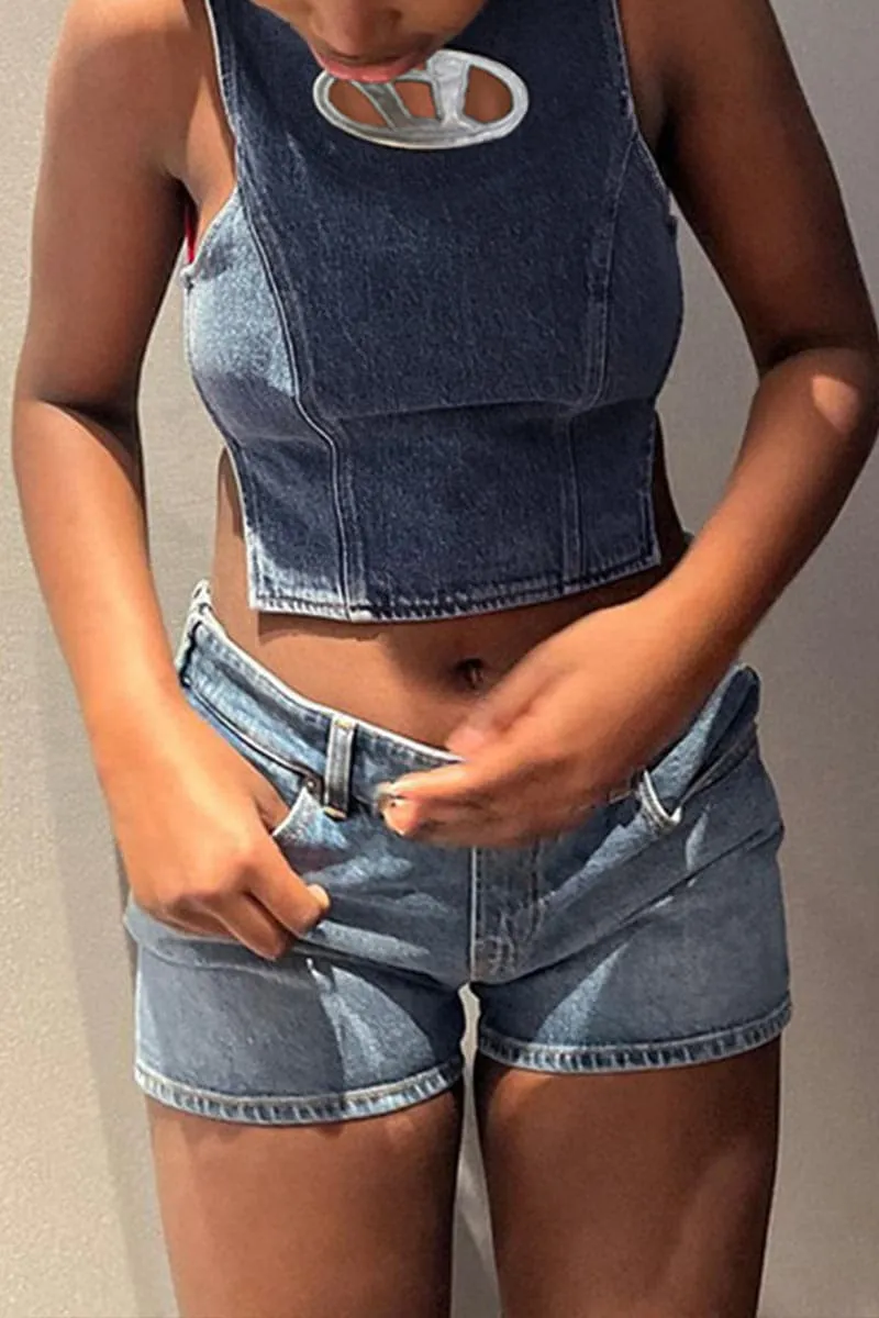 TC112 Backless Denim Top