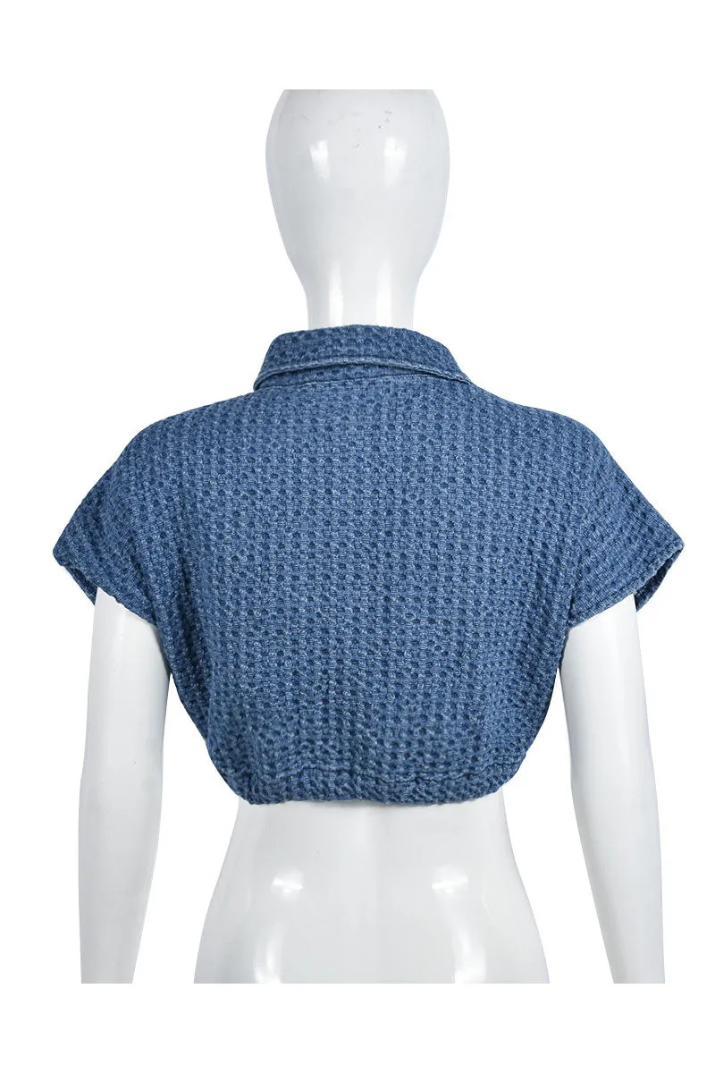 TG0196 Vintage Denim Crop Shirt